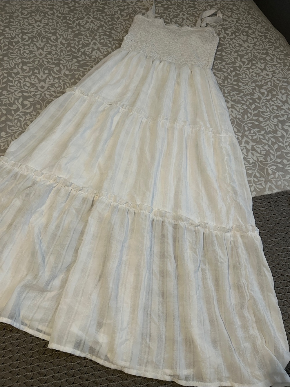 Women’s White Tiered Maxi Skirt